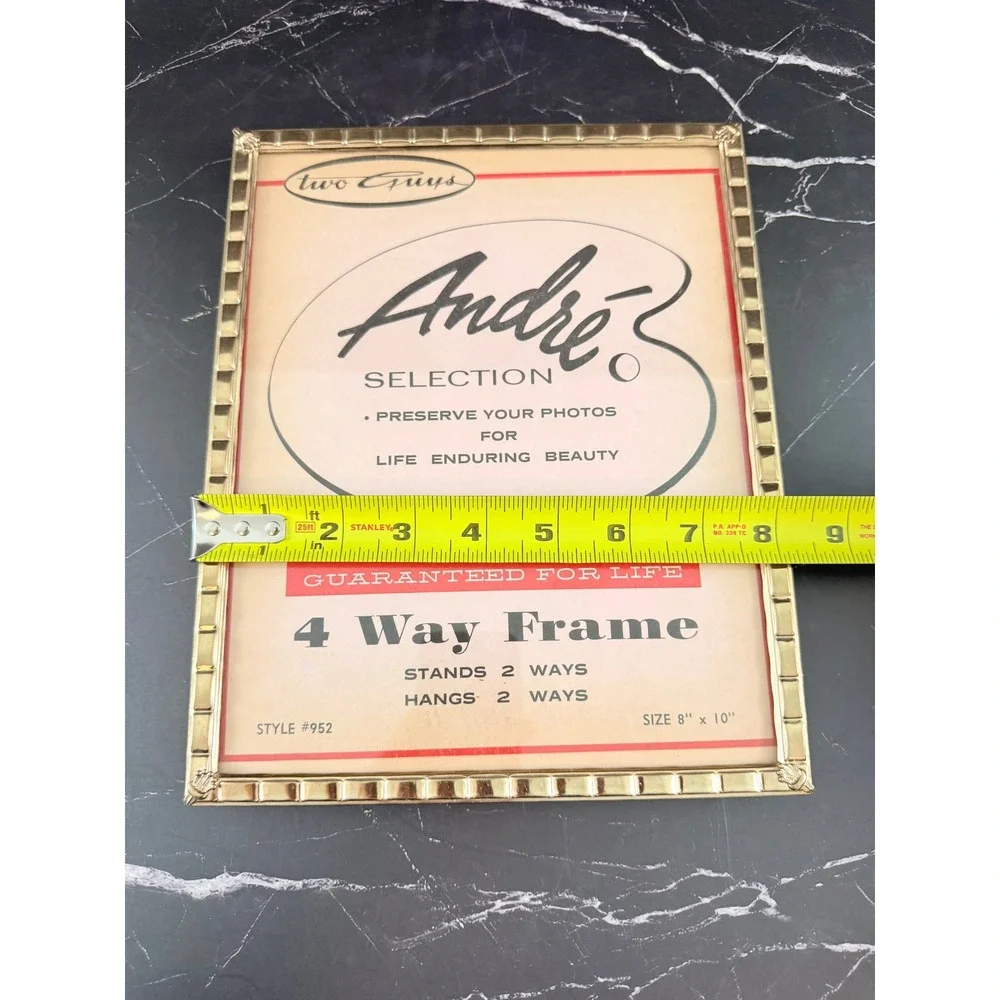 VTG Andre Selection Gold Tone Metal 4-Way Frame 8X10 Fabric Back